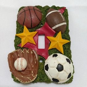 Ball Game Switch Plate Cover * Kids Room * Sports Wall Decor